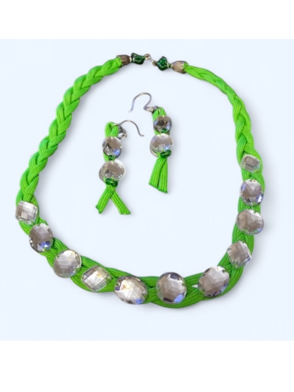 Vibrant Green braided Necklace set